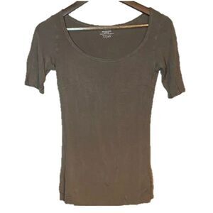 Majestic Taupe Boatneck Quarter Sleeve Top Super Soft Light Brown Tan